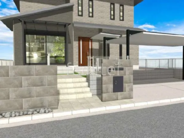 ロックガーデン　タイル門柱