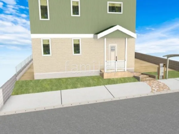 土間コンクリート　天然芝