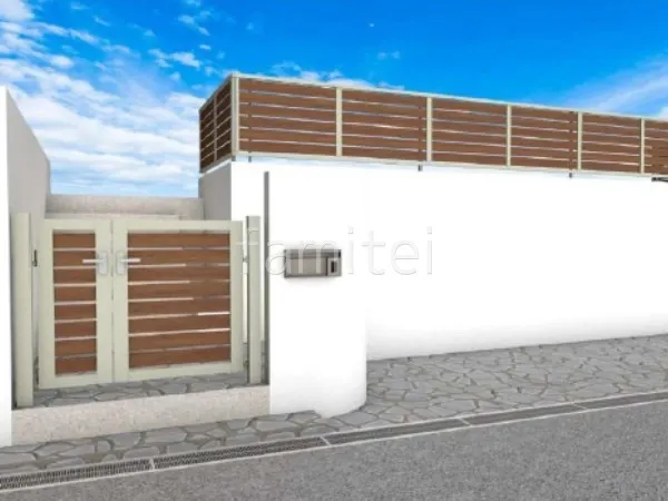 親子開き門扉　目隠しフェンス