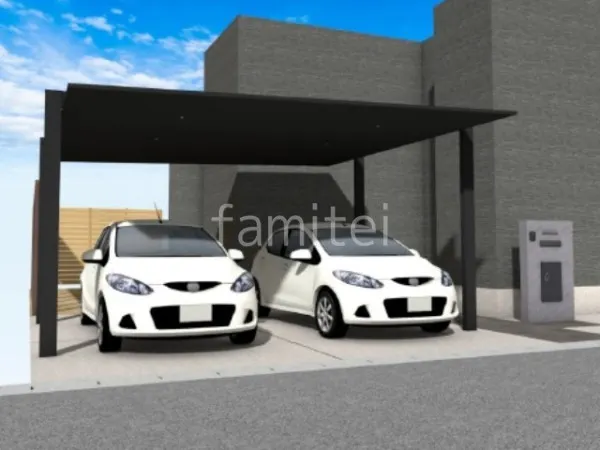 2台用カーポート　土間コンクリート