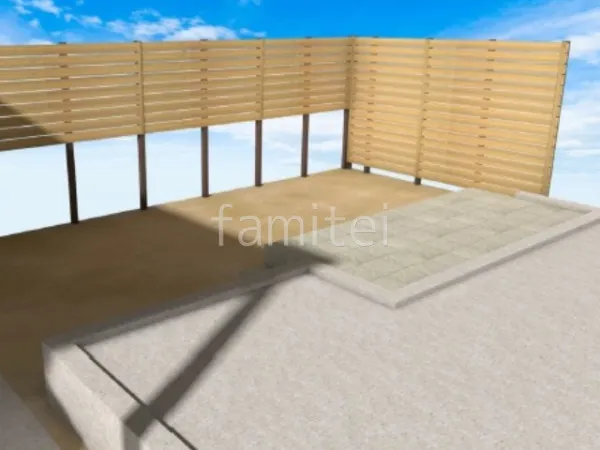 目隠しフェンス　タイルデッキ