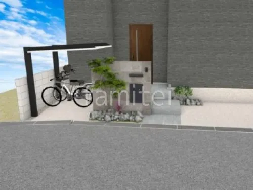 アプローチ　タイル貼り