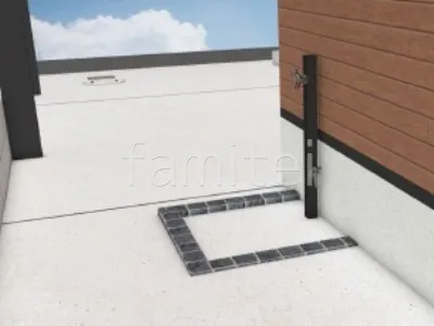 立水栓　ピンコロ石囲い