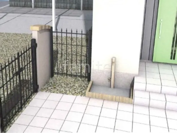 立水栓　レンガ囲い