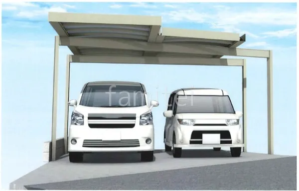 2台用カーポート　梁延長
