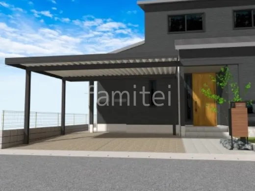 2台用カーポート 洗出し