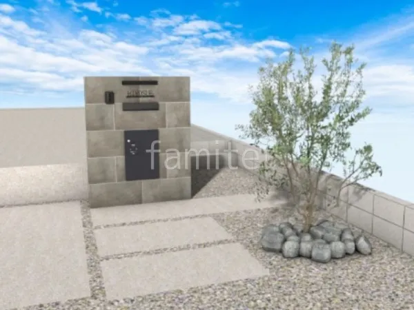 タイル門柱　ロックガーデン　シンボルツリー