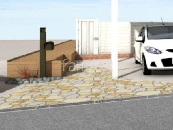 機能門柱 アプローチ 乱形石 ロックガーデン