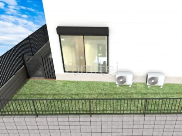 人工芝　片開き門扉　角柱