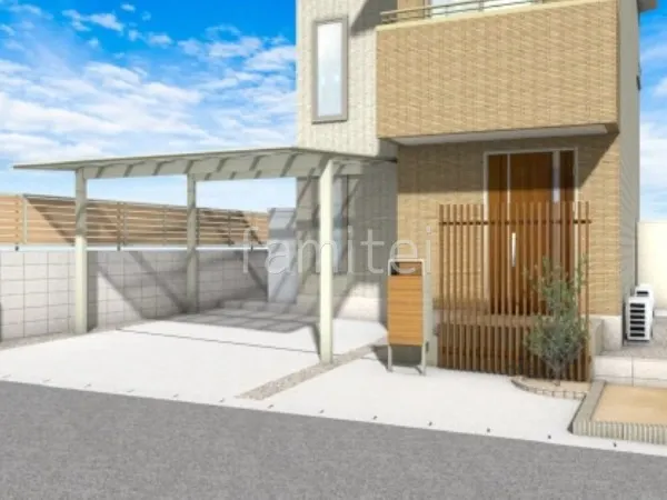 目隠しスクリーン　宅配ボックス付き機能門柱