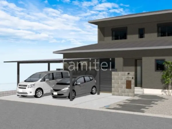 土間コンクリート　砂利敷き