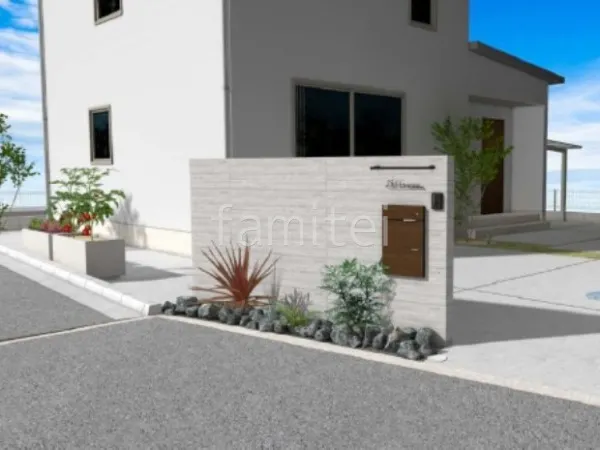 タイル門柱 ロックガーデン