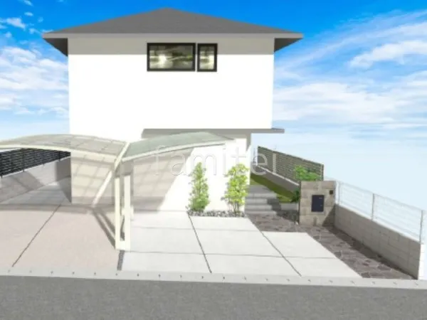 1台用カーポート　土間コンクリート　伸縮目地