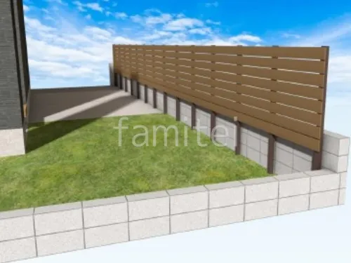 人工芝　土間コンクリート　目隠しフェンス