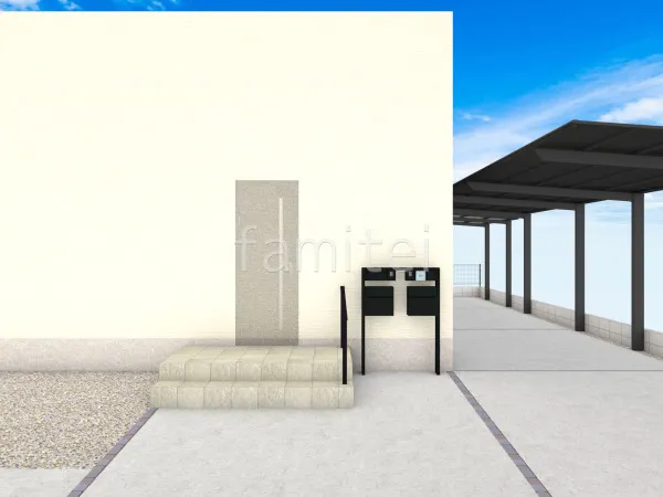 機能門柱 玄関アプローチ階段