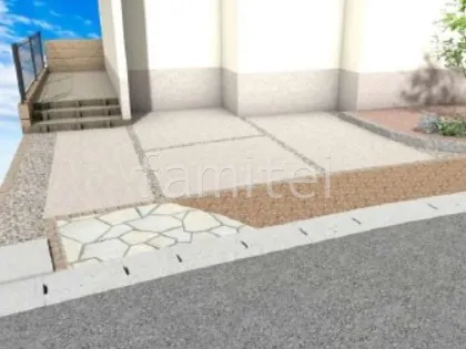 土間コンクリート　砂利目地