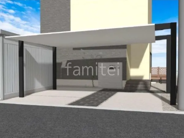 2台用カーポート　梁延長