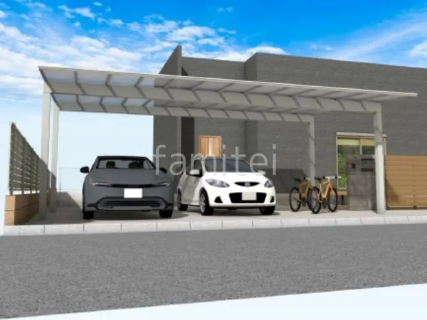 3台用カーポート　土間コンクリート