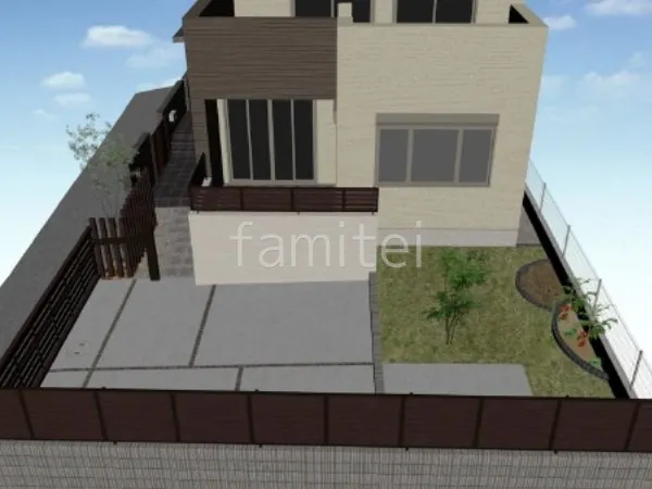 人工芝 花壇 シンボルツリー