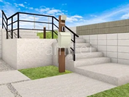 機能門柱　手すり　土間コンクリート