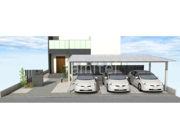 3台用カーポート　土間コンクリート