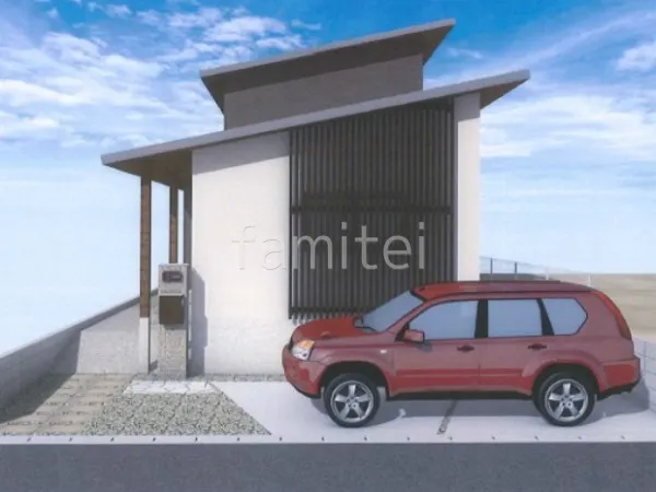 土間コンクリート　アプローチ　板石