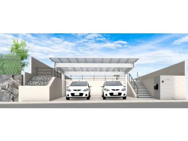 2台用カーポート　後方支持柱