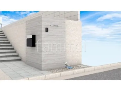 タイル門柱　タイルアプローチ　浮遊階段