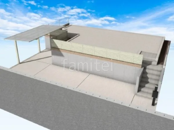 階段タイル貼り