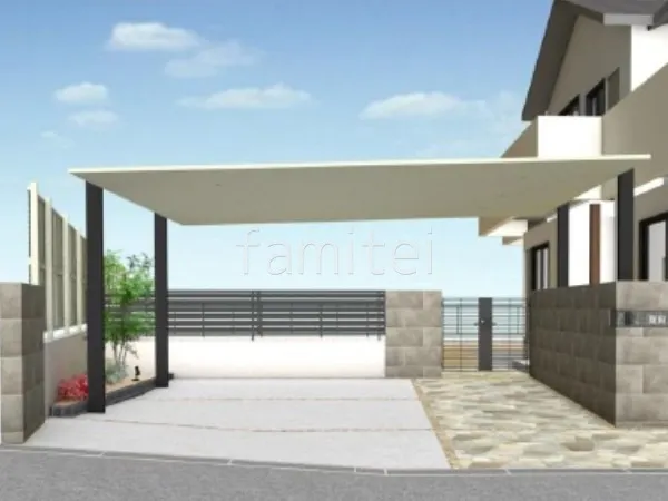 両開き門扉　土間コンクリート