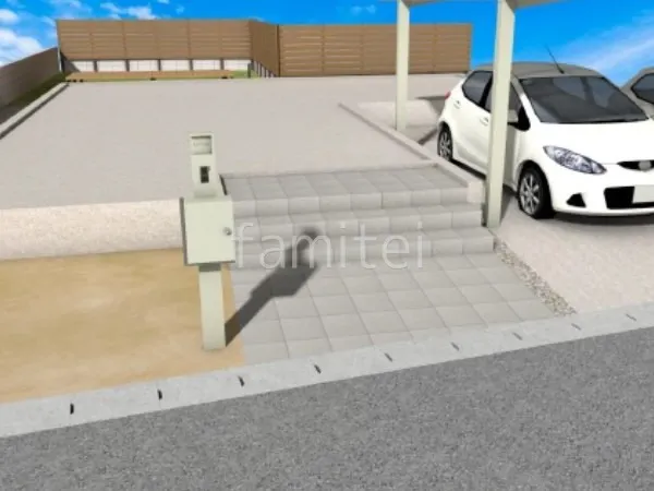 タイルアプローチ　機能門柱