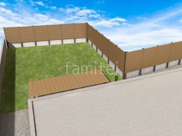 ウッドデッキ　目隠しフェンス　人工芝