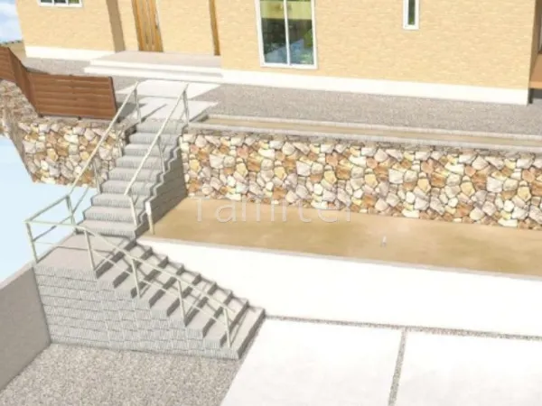 手すり　化粧ブロック階段