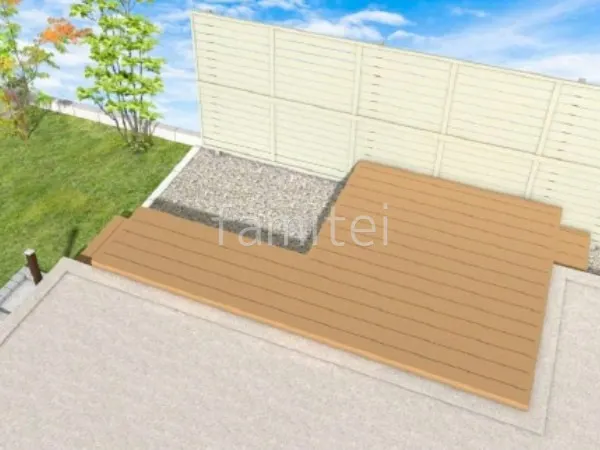 ウッドデッキ　多段目隠しフェンス