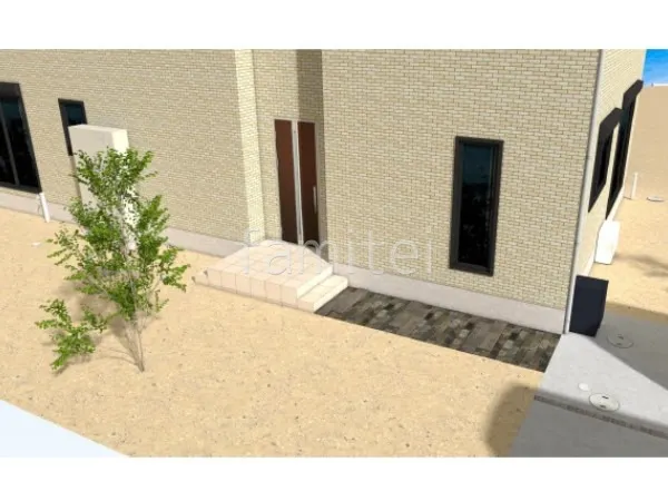 アプローチ　レンガ敷き