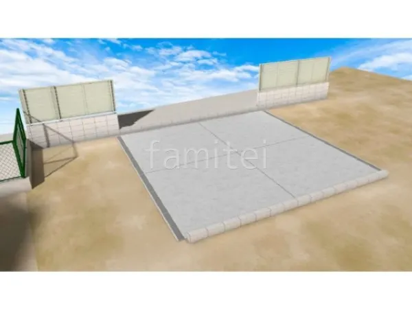 土間コンクリート　目隠しフェンス