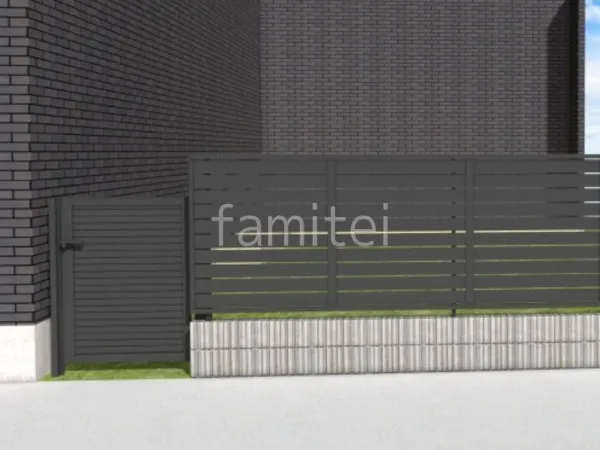 化粧ブロック　目隠しフェンス　片開き門扉