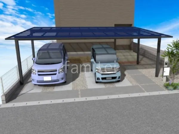 3台用カーポート　土間コンクリート