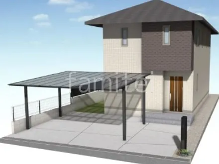 2台用カーポート　土間コンクリート　目隠しフェンス