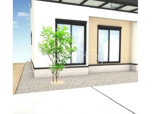 砂利敷き　シンボルツリー