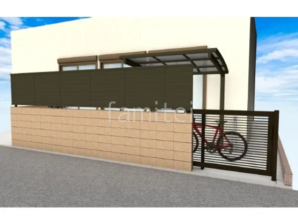 目隠しフェンス　引き戸門扉