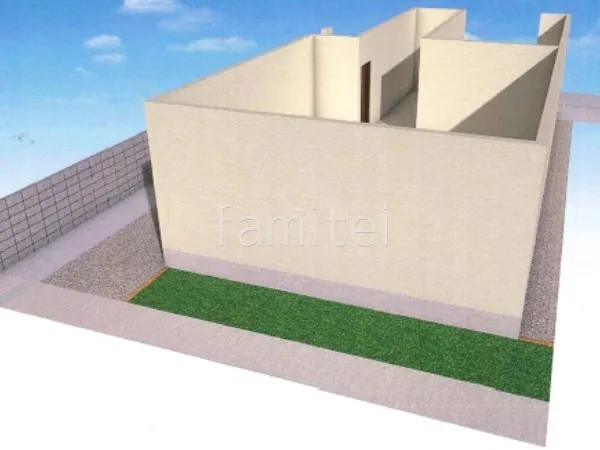 人工芝　砂利敷き