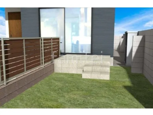 人工芝　タイルデッキ