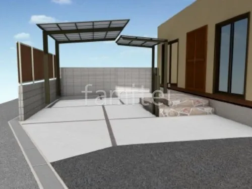 1台用カーポート　サイクルポート　機能門柱