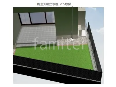 タイルデッキ　人工芝　目隠しフェンス