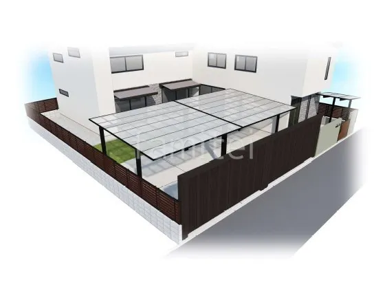 2台用カーポート 土間コンクリート ガレージシャッター