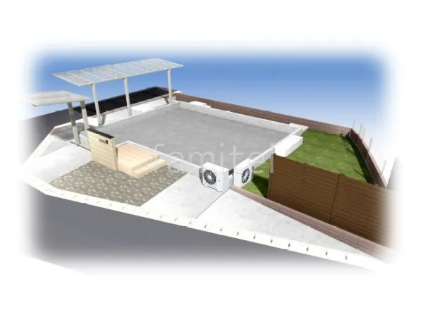 目隠しフェンス　人工芝