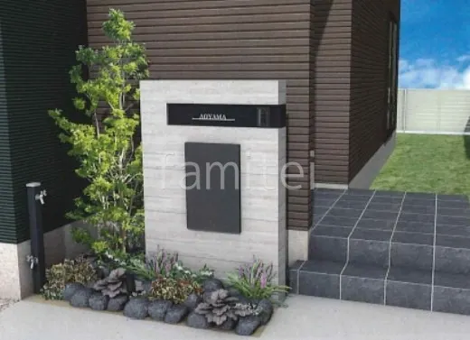 タイル門柱　ロックガーデン