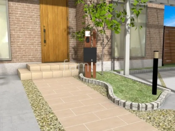 タイルアプローチ 角柱門柱