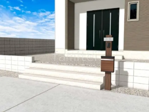 土間コンクリート　伸縮目地　角柱門柱